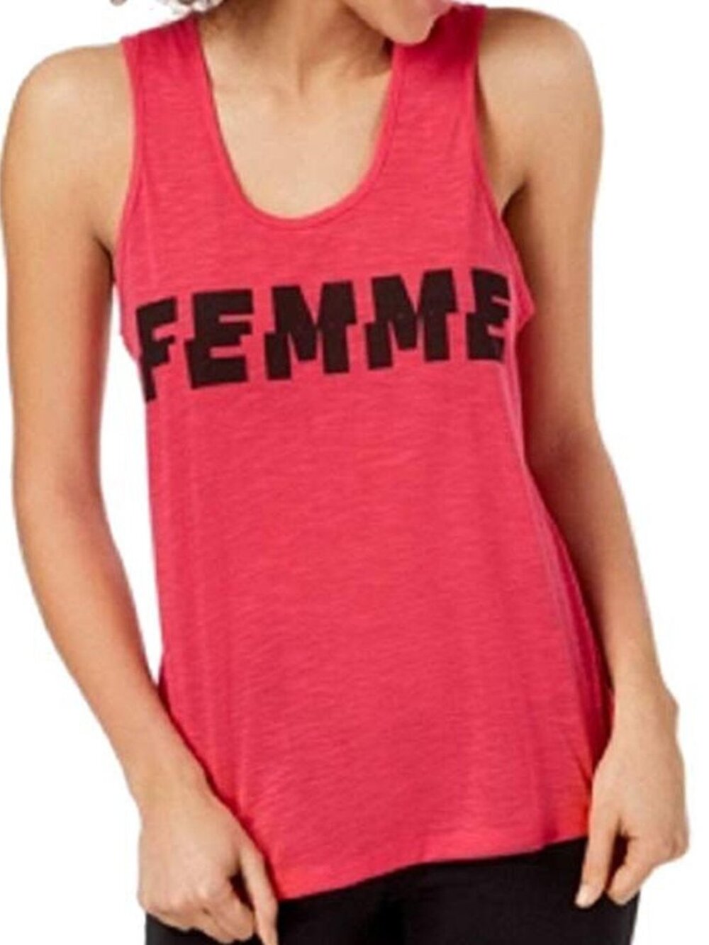 Material Girl Womens Activewear Rise Above Graphic Knot Back Tank Top